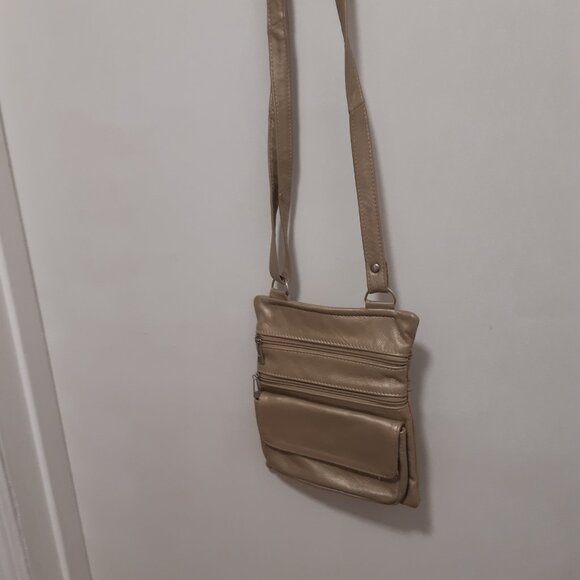Genuine Leather Taupe/Bronze crossbody bag - Picture 7 of 7